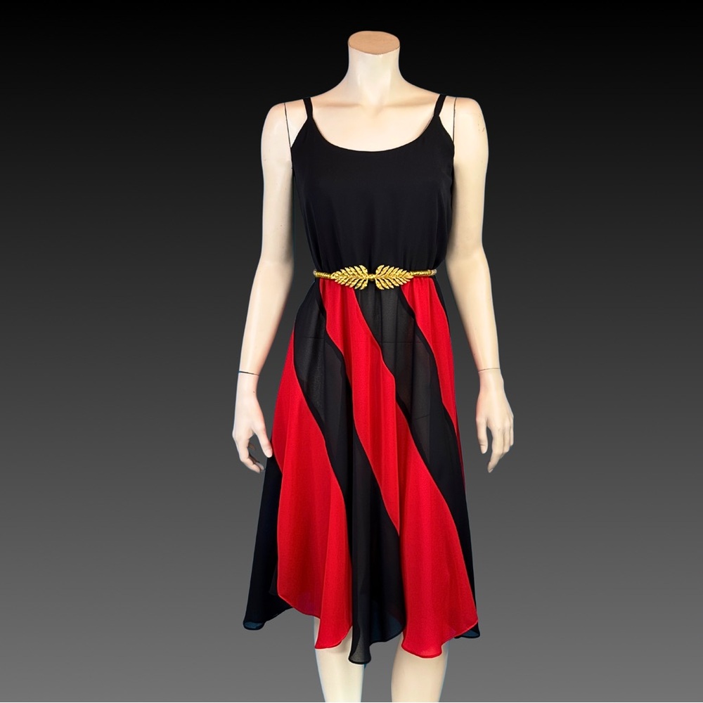80s BLACK & RED Swirl Stripe Alt Girl Indie Rocker Dress / XS S